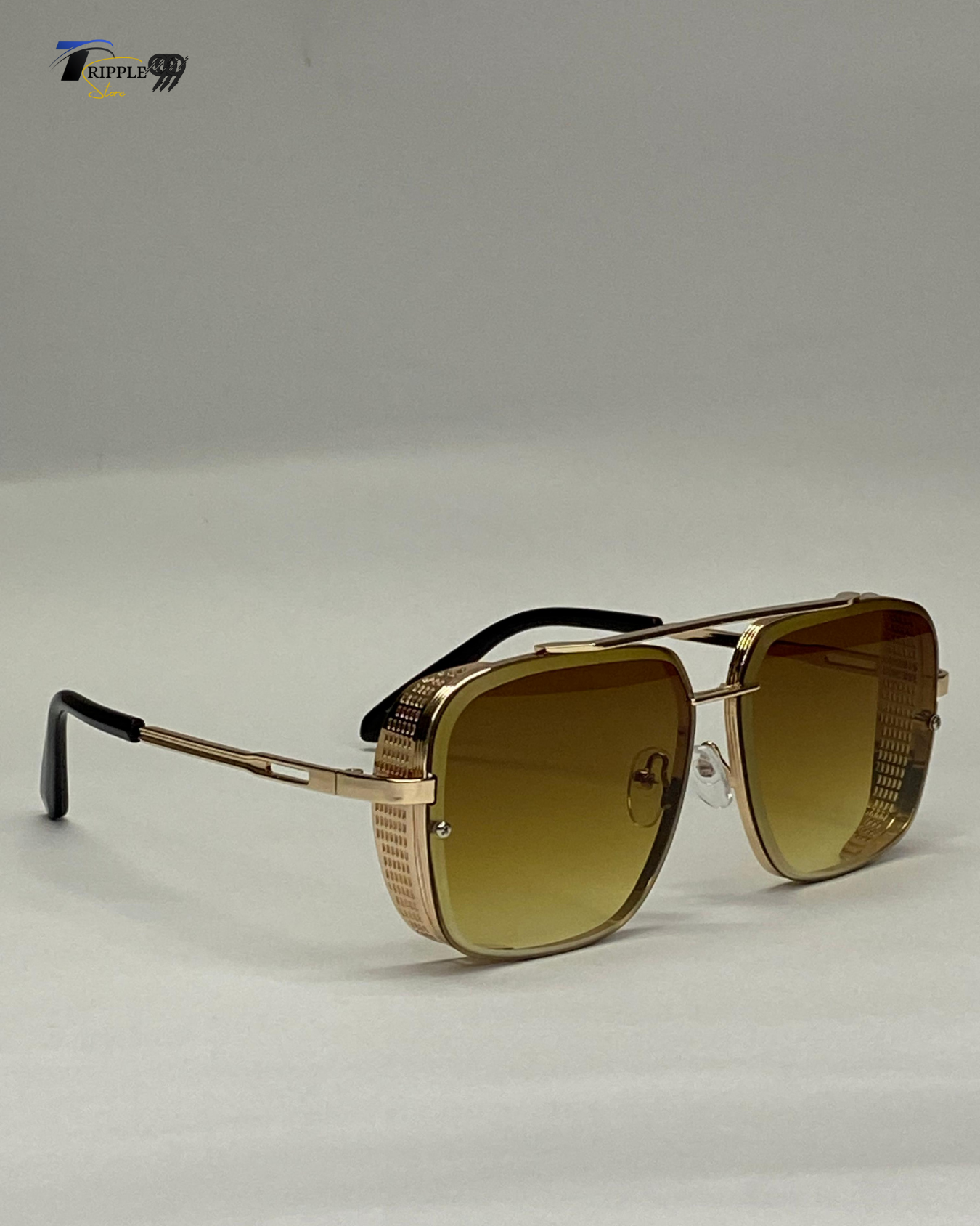 Gold Oversized Square Sunglasses β Gradient Yellow Lens | UV Protected