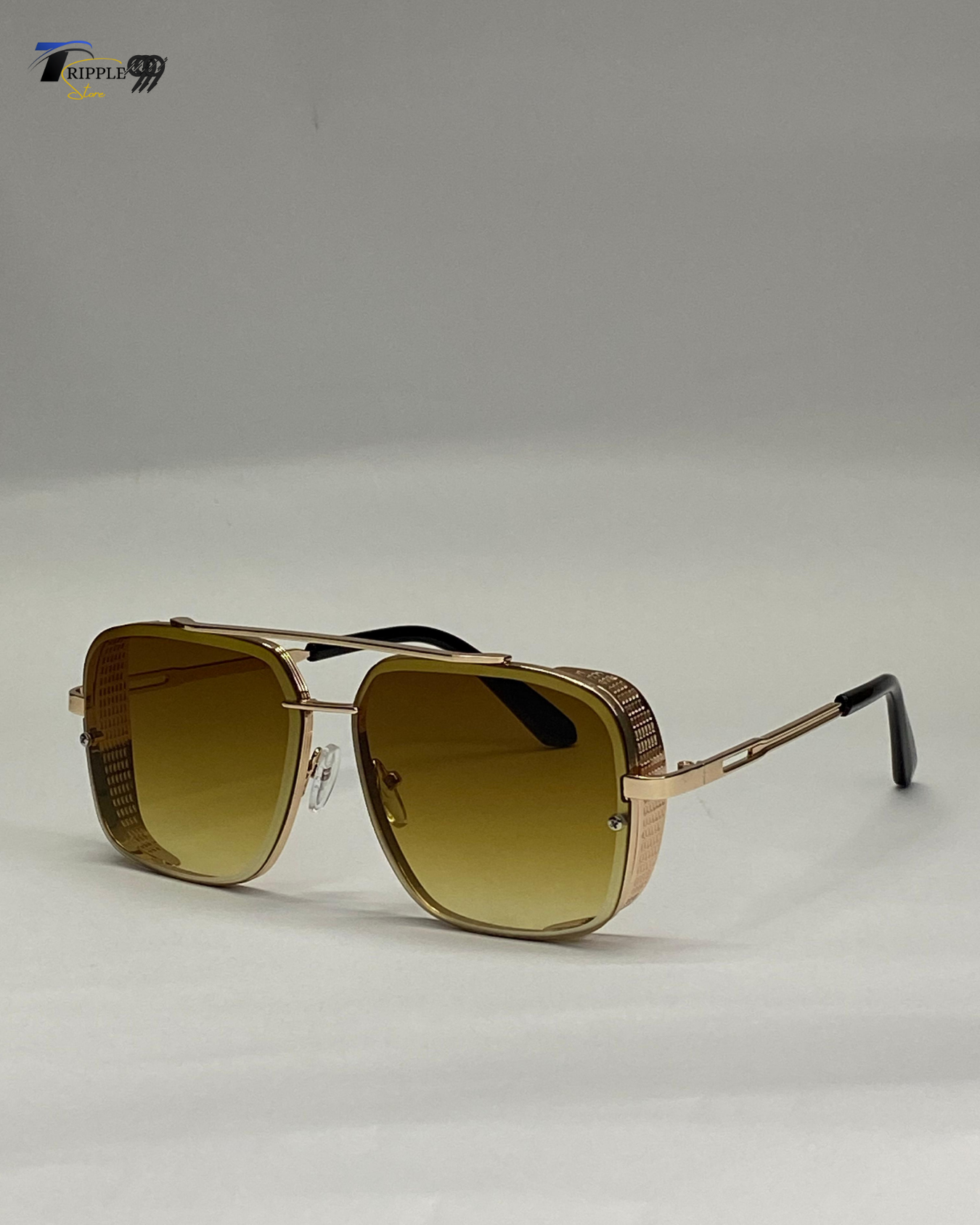 Gold Oversized Square Sunglasses β Gradient Yellow Lens | UV Protected