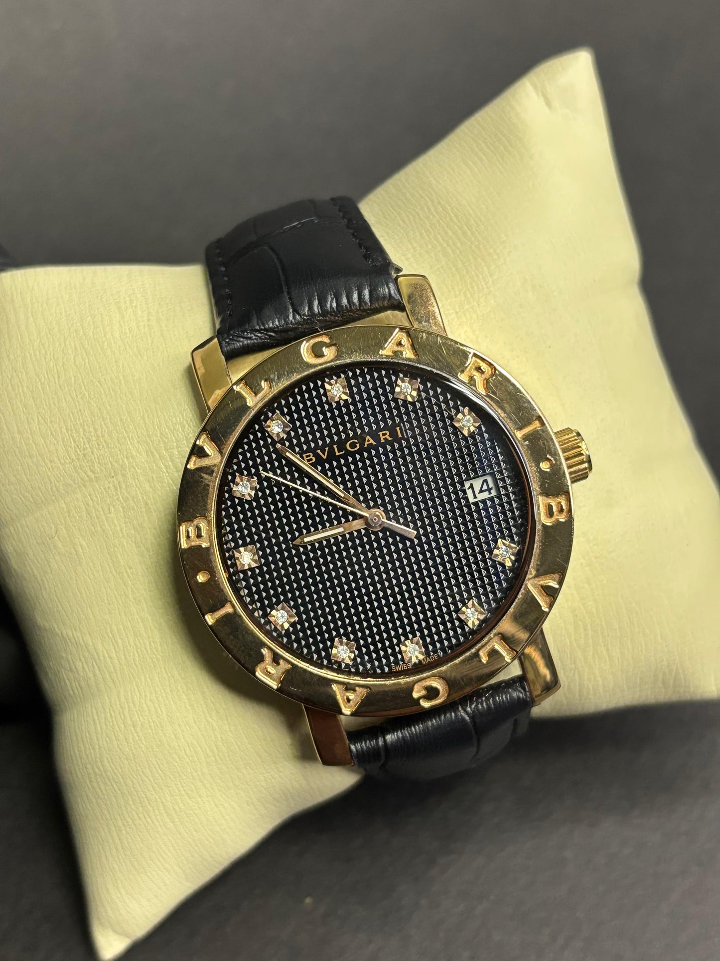BVLGARI Luxury Gold Watch β Timeless Elegance with Diamond Hour Markers