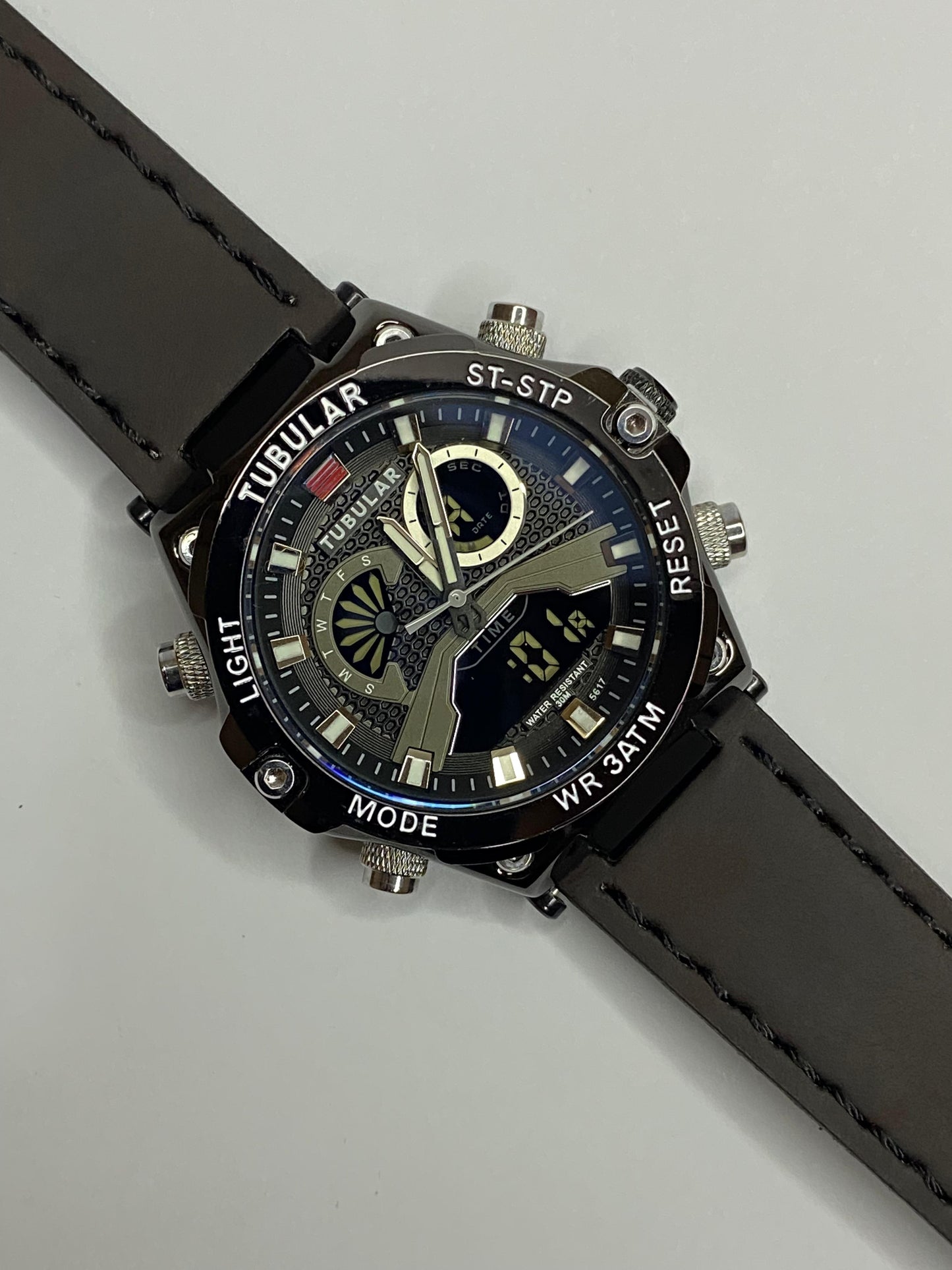 Tubular Analog / Digital watch - Premium Leather Edition