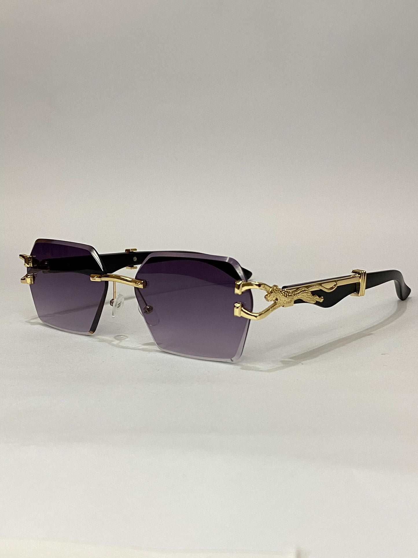 Luxury Rimless Sunglasses with Gold Detailing β Stylish UV Protection Eyewear