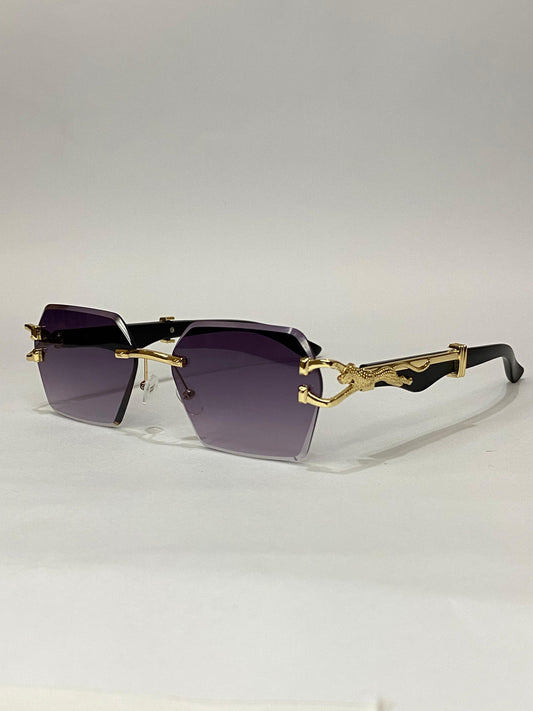Luxury Rimless Sunglasses with Gold Detailing – Stylish UV Protection Eyewear