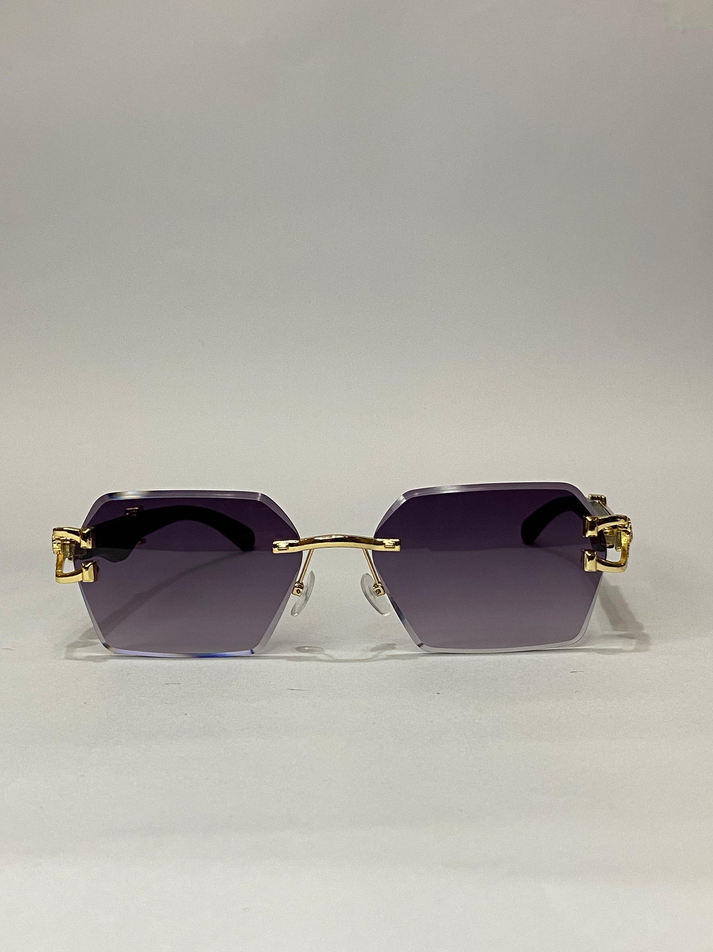 Luxury Rimless Sunglasses with Gold Detailing β Stylish UV Protection Eyewear