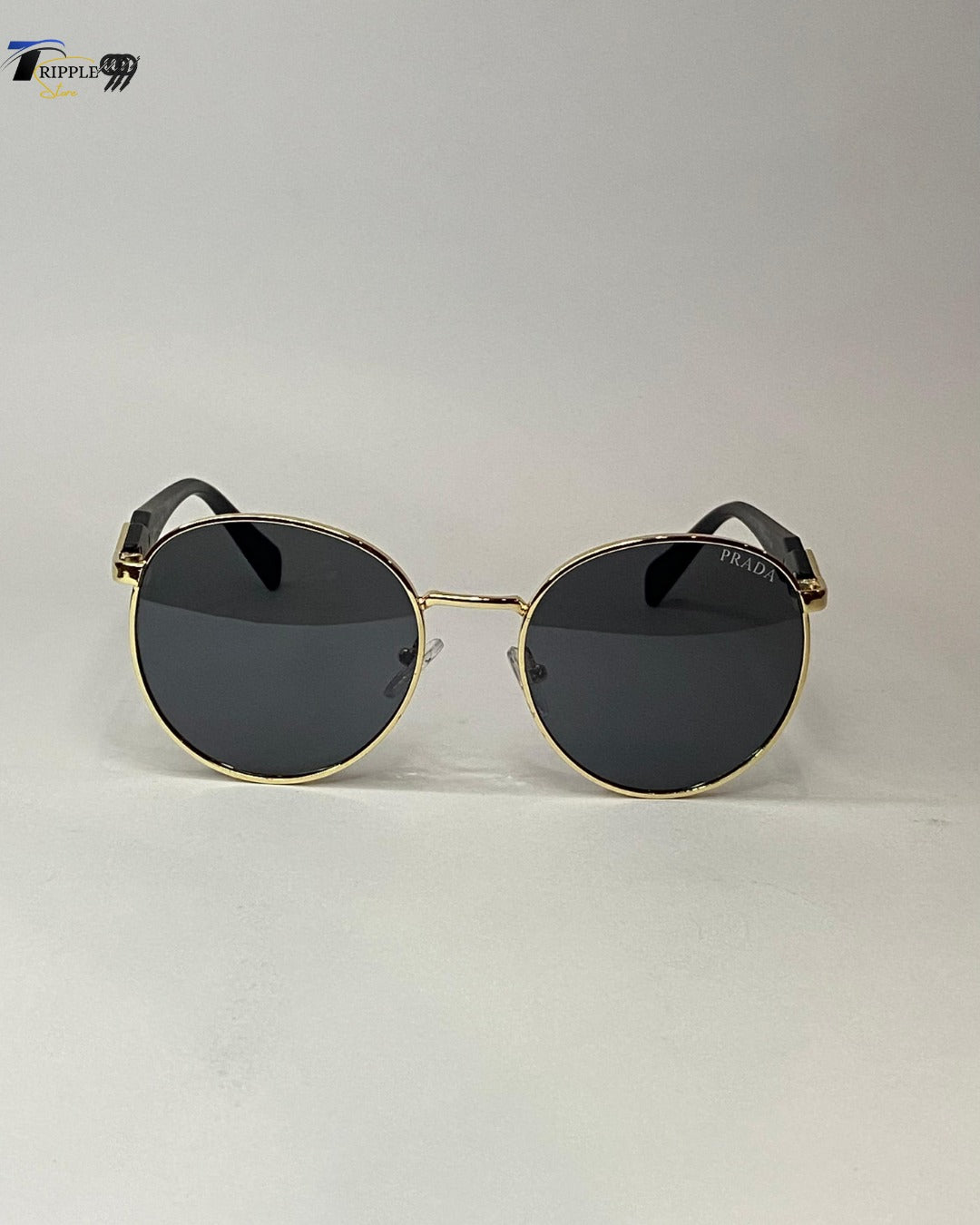 Luxury Prada Milano Sunglasses β Black & Gold Round Frame | Unisex Fashion Eyewear