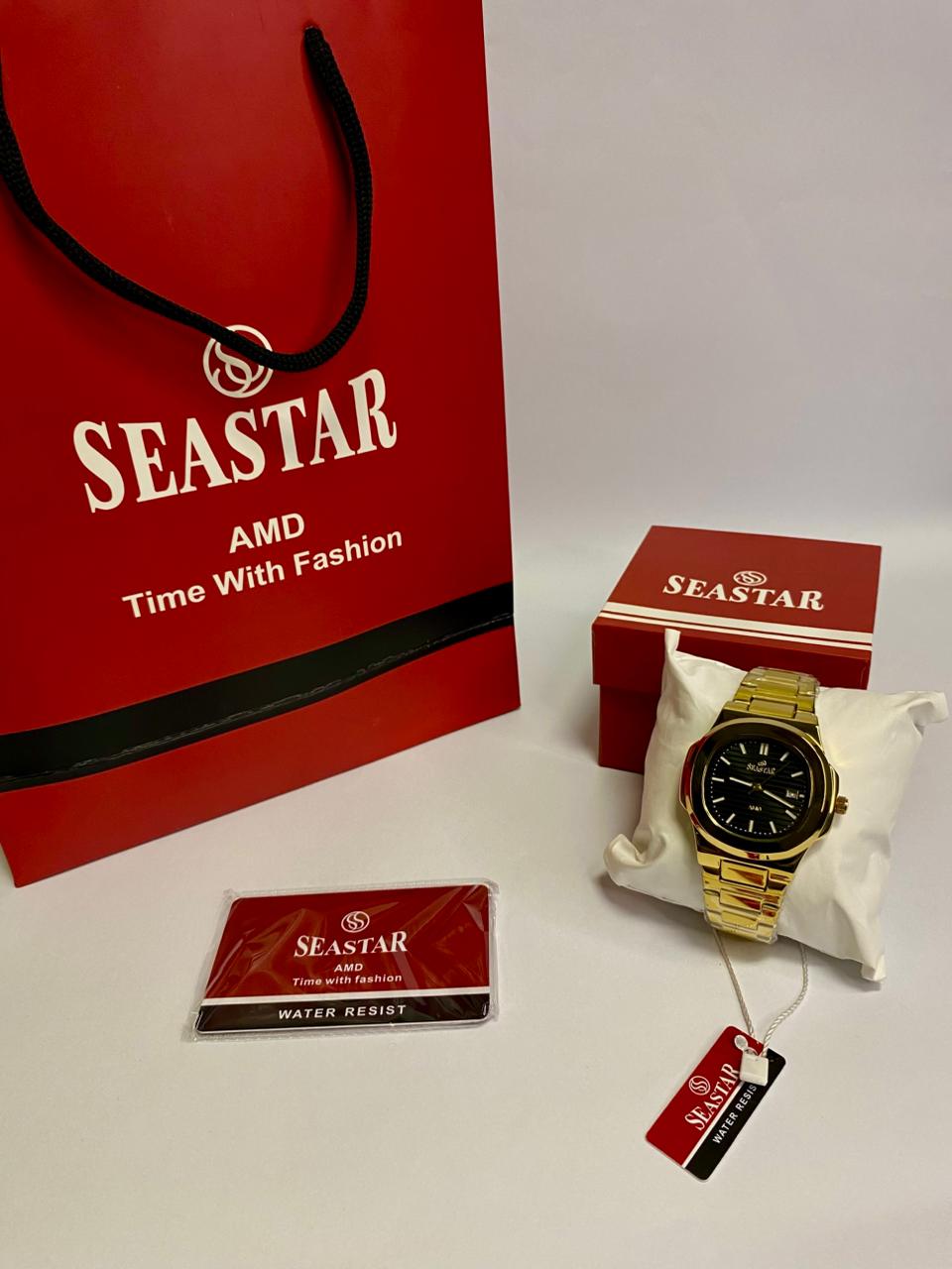 SEASTAR Luxury Gold Wrist Watch for Men | Elegant Design & Water Resistant Timepiece
