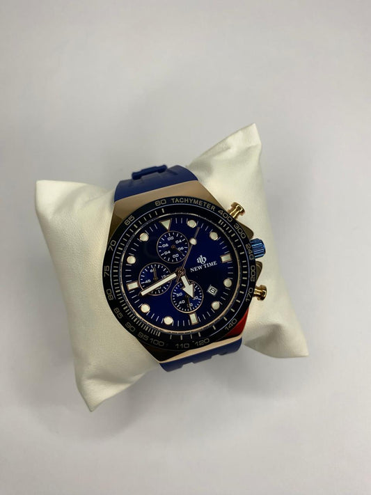 NEW TIME Luxury Blue and Black Chronograph Watch | Stylish Menβs Fashion Timepiece