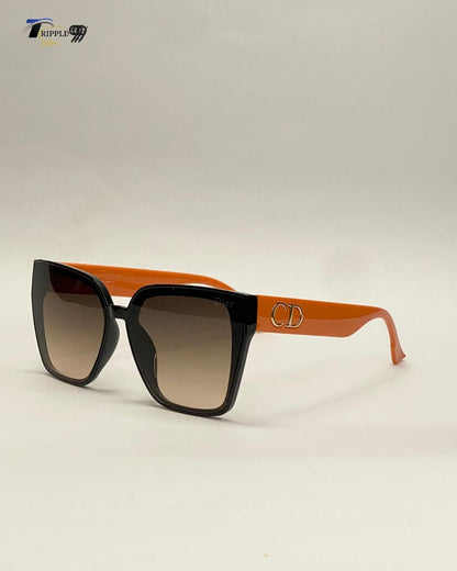 Luxury Orange & Black Square Sunglasses for Men & Women | Premium Designer Shades 2025