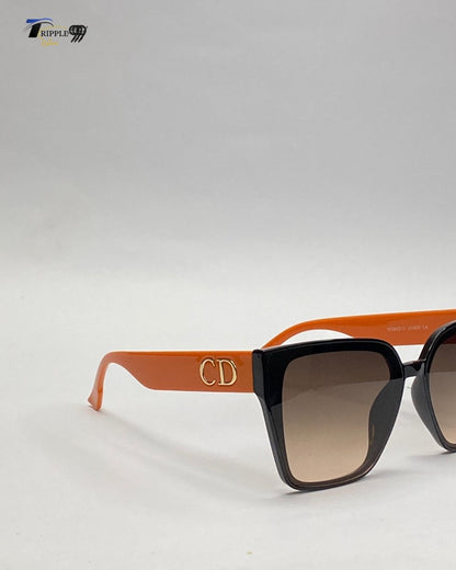 Luxury Orange & Black Square Sunglasses for Men & Women | Premium Designer Shades 2025