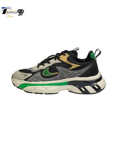 Nike Stylish Streetwear Sneakers – Trendy Black & Green Chunky Sole Shoes for Men