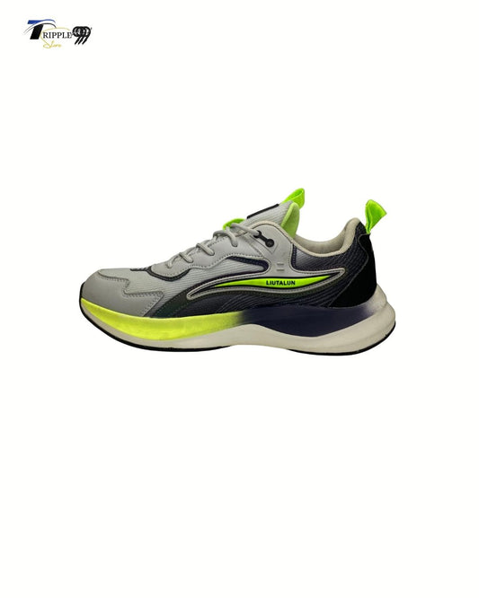 LIUTALUN Neon Yellow & Gray Chunky Sneakers | Men's Fashion Athletic/Running Shoes