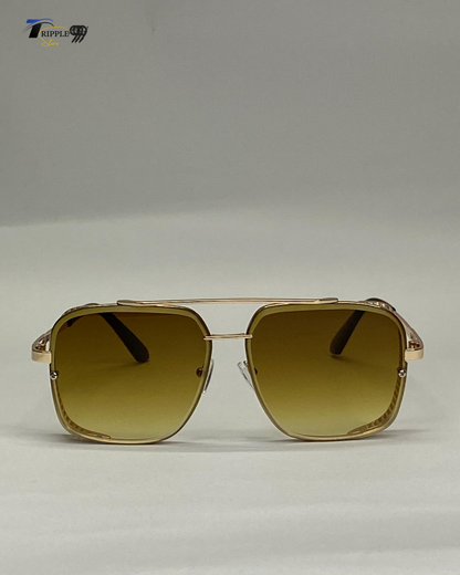 Gold Oversized Square Sunglasses – Gradient Yellow Lens | UV Protected