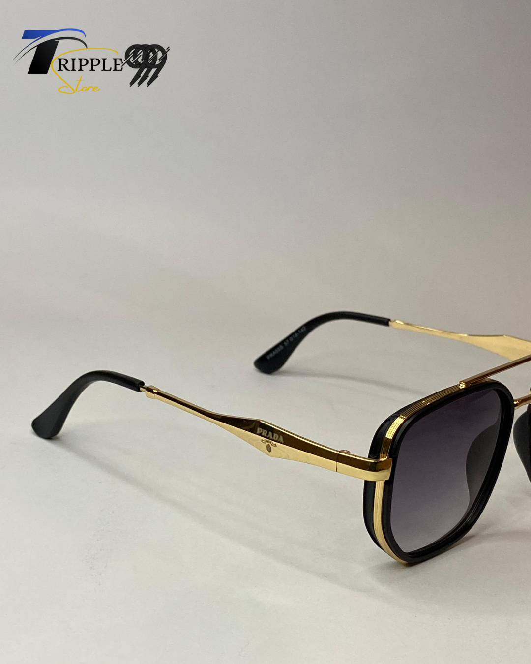 Luxury Prada Sunglasses for Men & Women | Premium Black & Gold Frame Shades