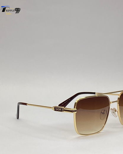 Luxury Dior Sunglasses – Premium Gold Frame with Gradient Brown Lens