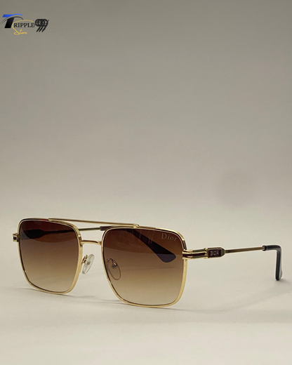 Luxury Dior Sunglasses – Premium Gold Frame with Gradient Brown Lens