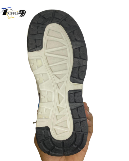 Nike Sport-M Stylish Running Sneakers – Grey, Blue & Orange Chunky Sole Shoes for Men