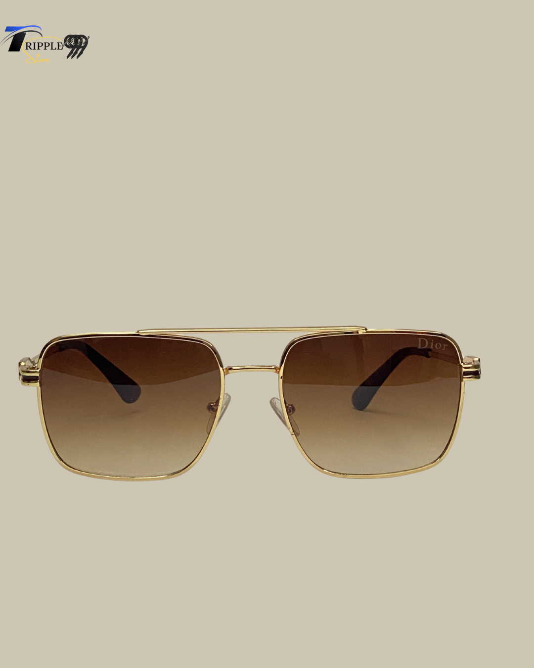 Luxury Dior Sunglasses – Premium Gold Frame with Gradient Brown Lens