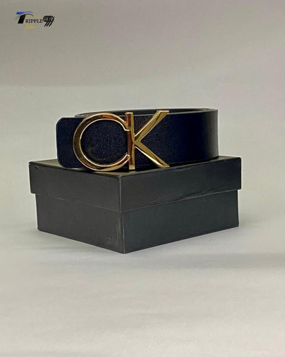 Luxury Black Leather Belt for Men | Gold Buckle Designer Style