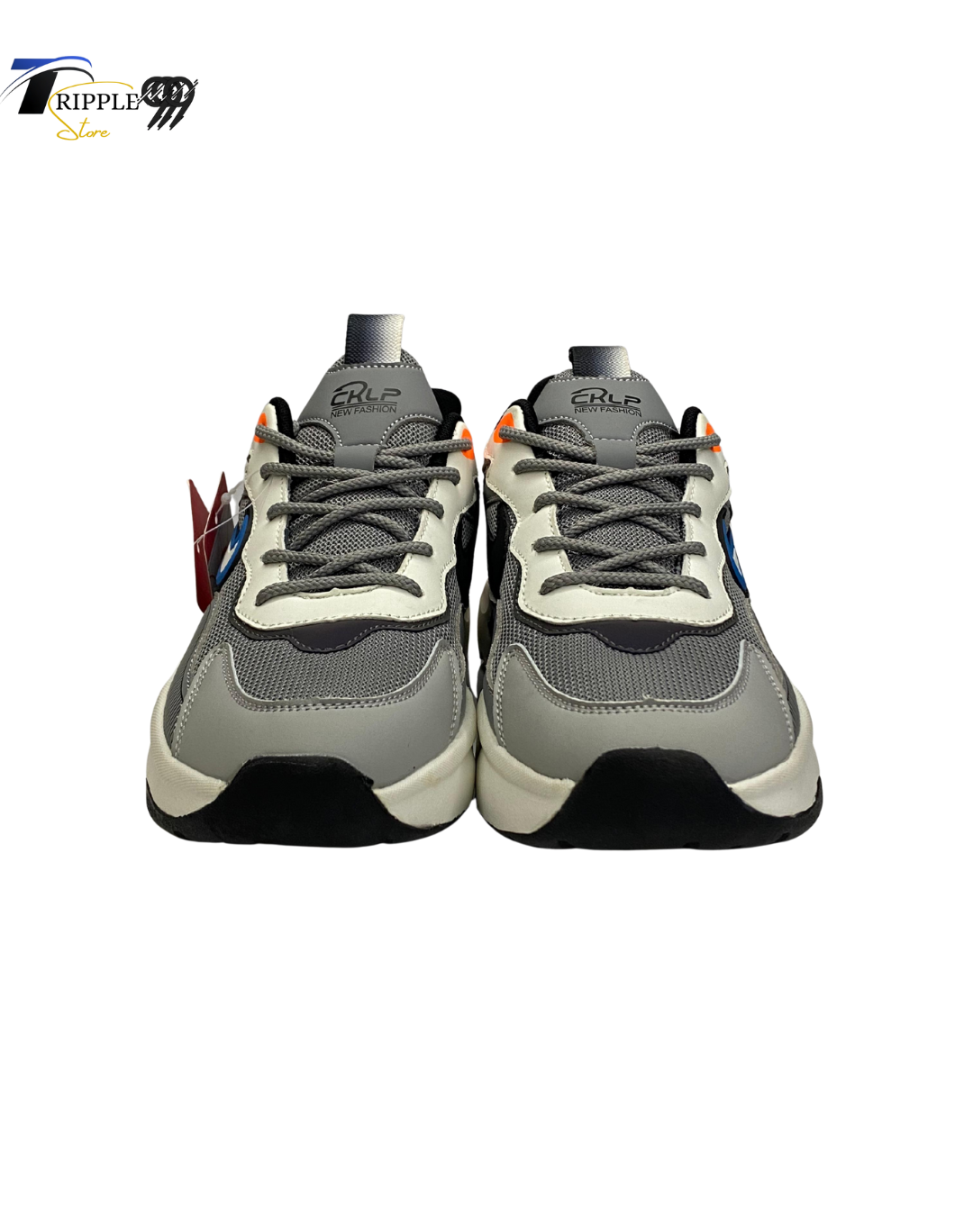 Nike Sport-M Stylish Running Sneakers – Grey, Blue & Orange Chunky Sole Shoes for Men