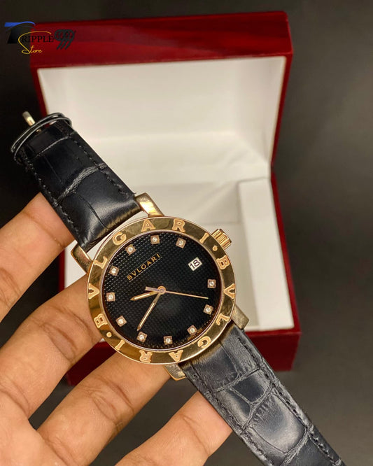 BVLGARI Luxury Gold Watch – Timeless Elegance with Diamond Hour Markers