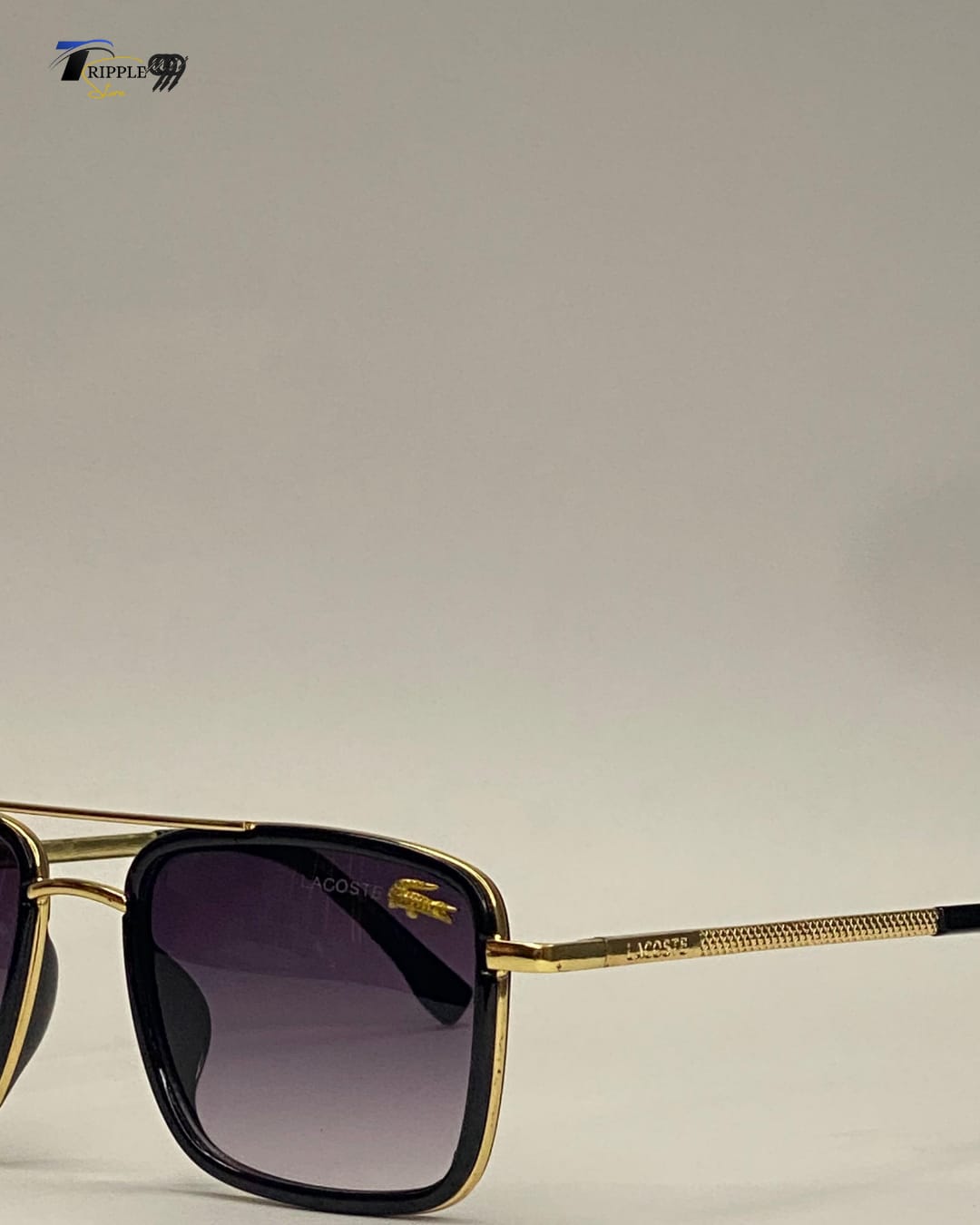 Premium Black & Gold Square Sunglasses | Gradient Lens | Luxury Stylish Eyewear for Men.