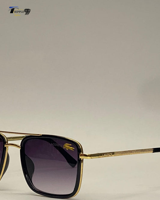 Premium Black & Gold Square Sunglasses | Gradient Lens | Luxury Stylish Eyewear for Men.