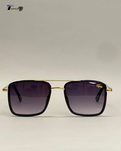 Premium Black & Gold Square Sunglasses | Gradient Lens | Luxury Stylish Eyewear for Men.