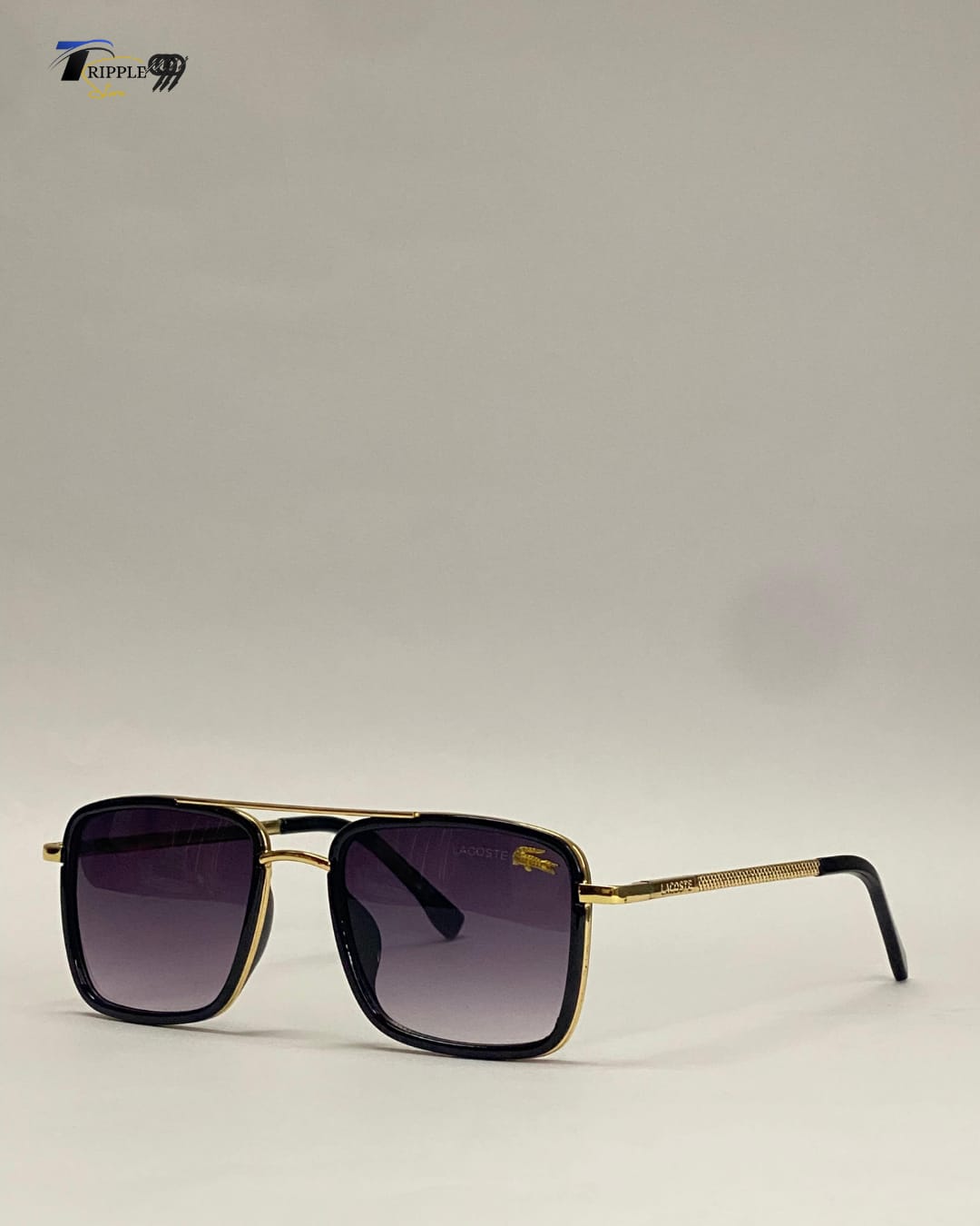 Premium Black & Gold Square Sunglasses | Gradient Lens | Luxury Stylish Eyewear for Men.