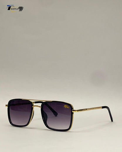 Premium Black & Gold Square Sunglasses | Gradient Lens | Luxury Stylish Eyewear for Men.