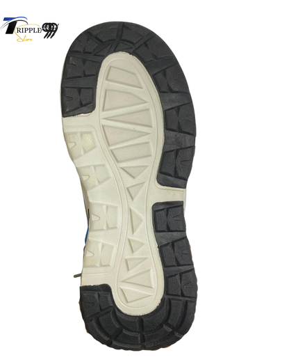 Nike Sport-M Stylish Running Sneakers – Grey, Blue & Orange Chunky Sole Shoes for Men