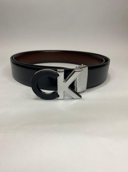Calvin Klein Men Belt Leather Black (CK Black /Silver)'120 cm