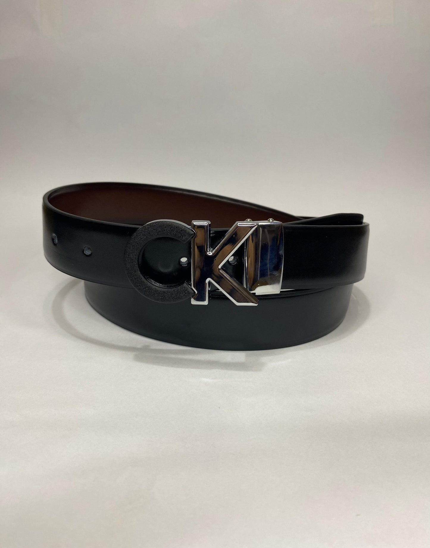 Calvin Klein Men Belt Leather Black (CK Black /Silver)'120 cm