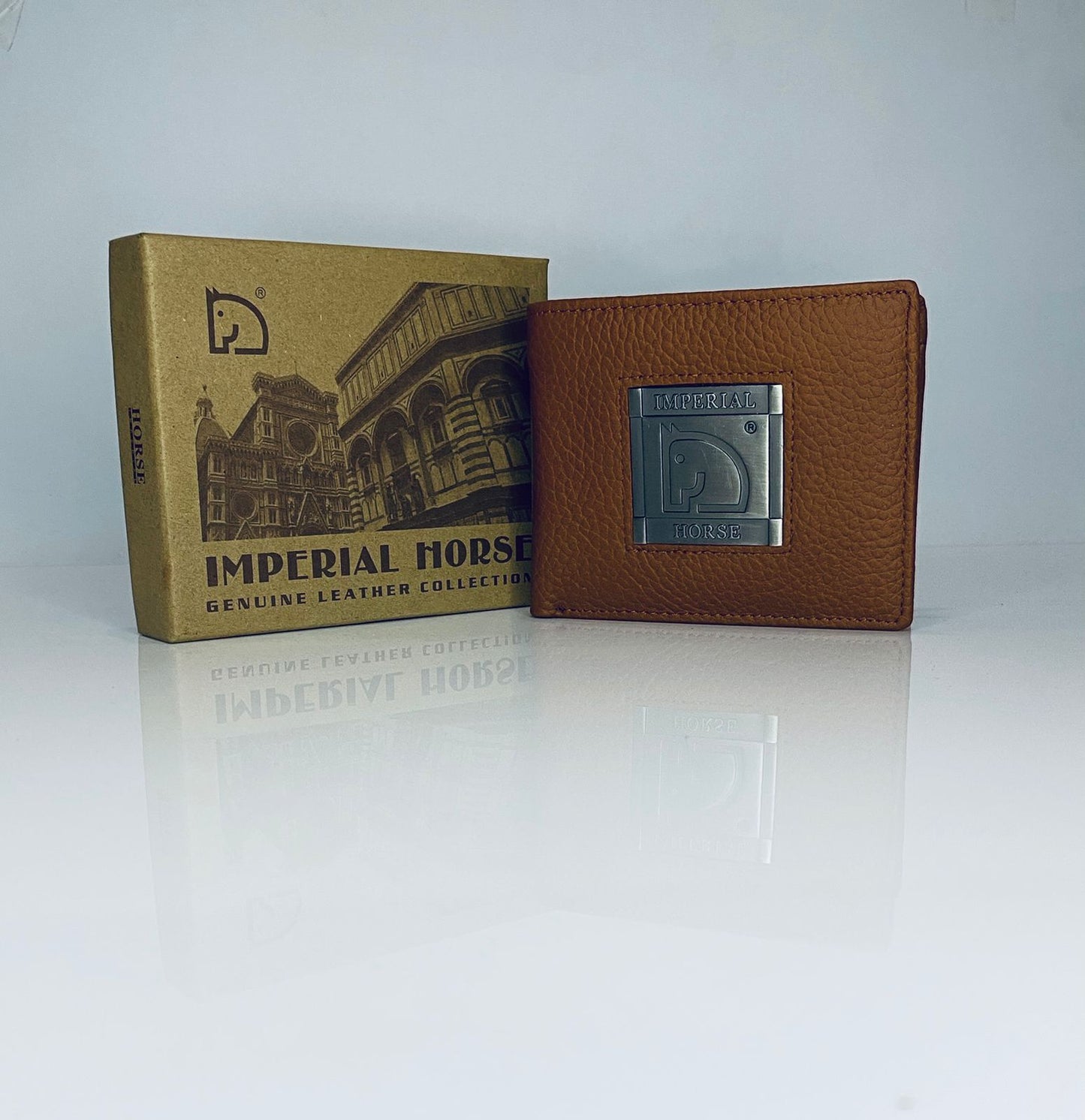 Imperial Horse Men's Wallet - Premium Genuine Leather Wallet with Metal Logo Badge