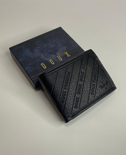 DOUX Men's Leather Wallet - Stylish Black Bifold Fashion Wallet for Men